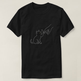 Cat Paw High Five Line Art Black-Pet Lover Tee