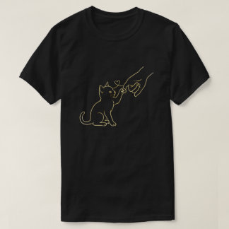 Cat Paw High Five Line Art Black-Pet Lover Tee