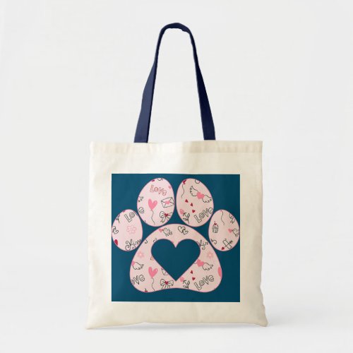 Cat Paw Love Cat Mom Outfit Women Cat Adoption Tote Bag