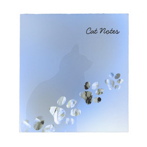 Cat Paw Personalize Blue Prints For Cat Lovers Notepad