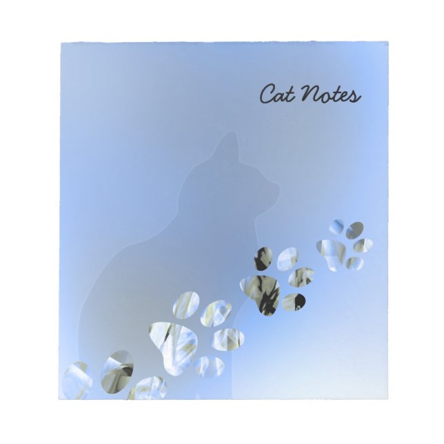 Cat Paw Personalize Blue Prints For Cat Lovers Notepad (Front)