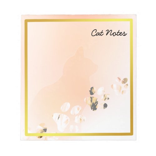 Cat Paw Personalize Orange Prints For Cat Lovers Notepad