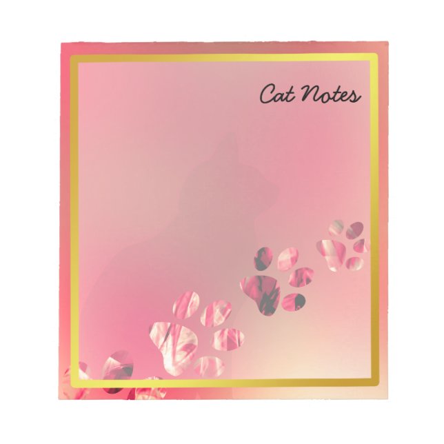 Cat Paw Personalize Orange Prints For Cat Lovers Notepad (Front)