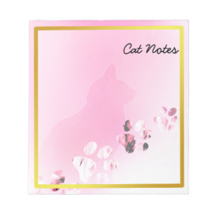 Cat Paw Personalize Pink Prints For Cat Lovers Notepad