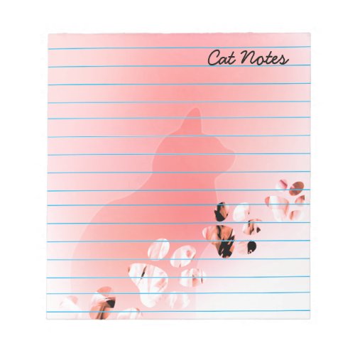Cat Paw Personalize Pink Prints For Cat Lovers Notepad
