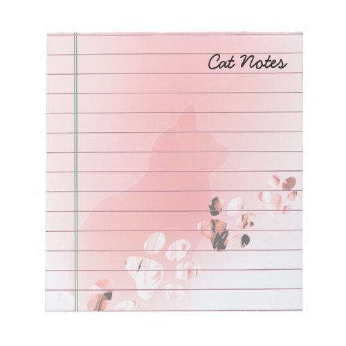 Cat Paw Personalize Pink Prints For Cat Lovers Notepad