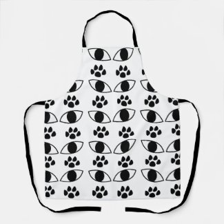 Cat Paw Print Black and White     