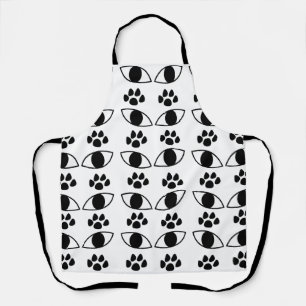 Cat Paw Print Black and White Apron