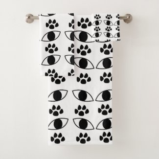 Cat Paw Print Black and White    
