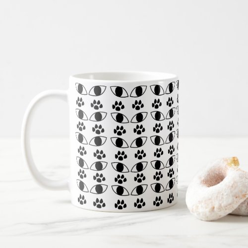 Cat Paw Print Black and White    Coffee Mug