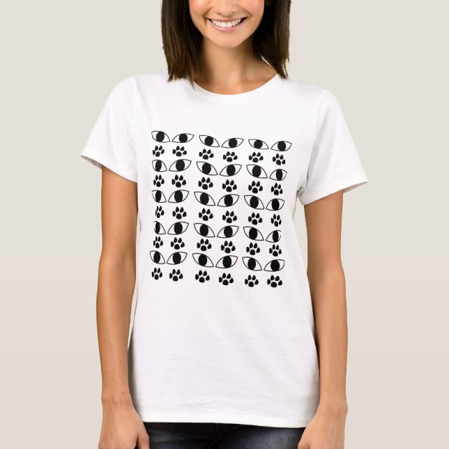 Cat Paw Print Black and White      T-Shirt (Front)