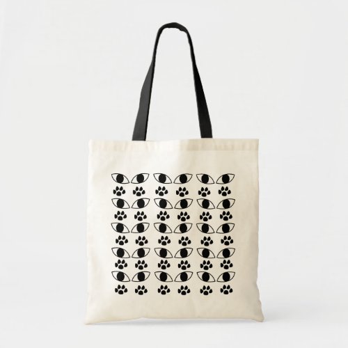 Cat Paw Print Black and White     Tote Bag