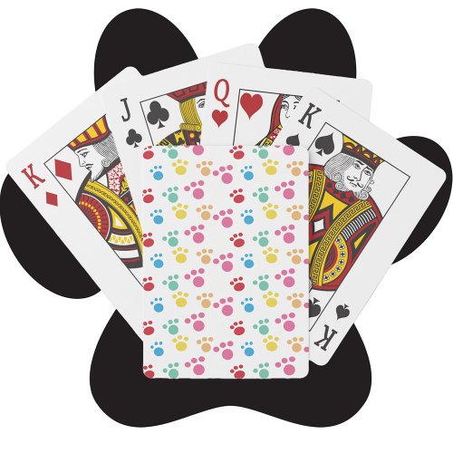 Cat Paw Print Colorful Pattern Playing Cards