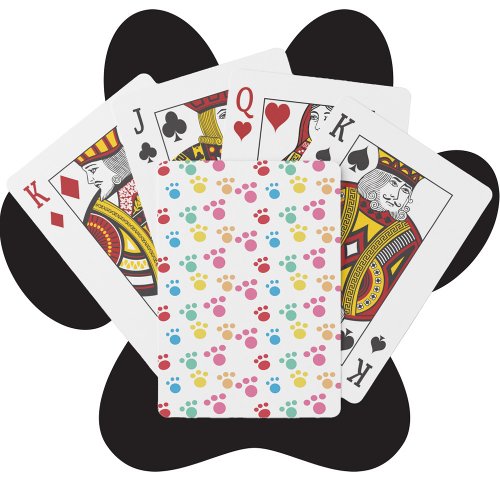 Cat Paw Print Colorful Pattern Poker Cards