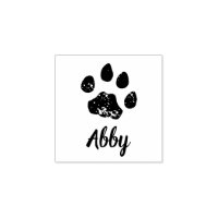 Animal Paw Print Stamp Name Custom Rubber or Self Inking Stamp Dog, Cat  Personalized Animal Gift Signature 