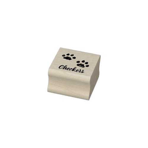 Cat Paw Print Custom Name Signature Wood Rubber Stamp