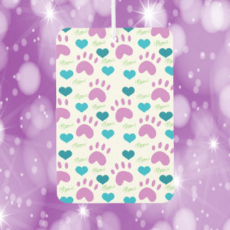 Cat Paw Print Heart Meow Pink Blue Green Pattern Air Freshener