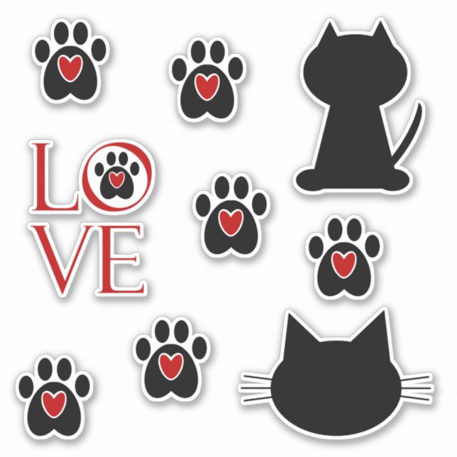 Cat Paw Print Love Sticker (Front)