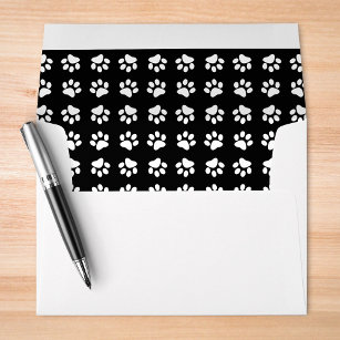 Cat Paw Print Pattern Black and White Birthday Envelope