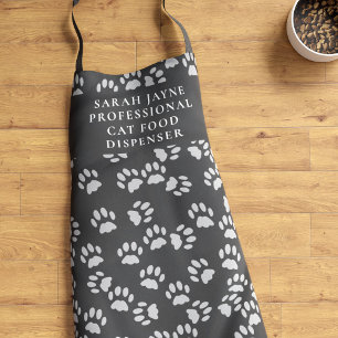 Cat Paw Print Pattern Funny Pet Lover's Apron