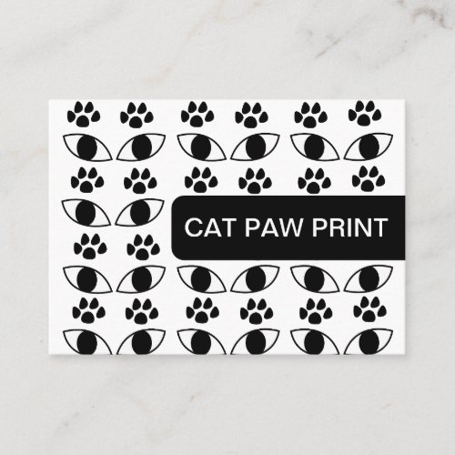 Cat Paw Print Pet Care Services Black and White Business Card