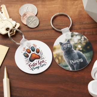 Cat Paw Print Rescue Advocate Pet Parent Keychain