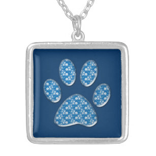 cat paw print silver plated necklace