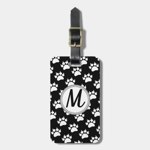 Cat Paw Print With Monogram Luggage Tag