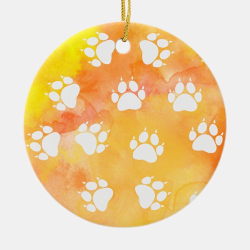 Cat Paw Prints Ceramic Ornament