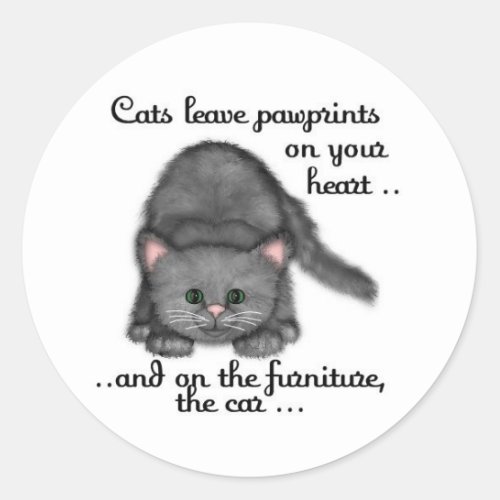 Cat paw prints classic round sticker
