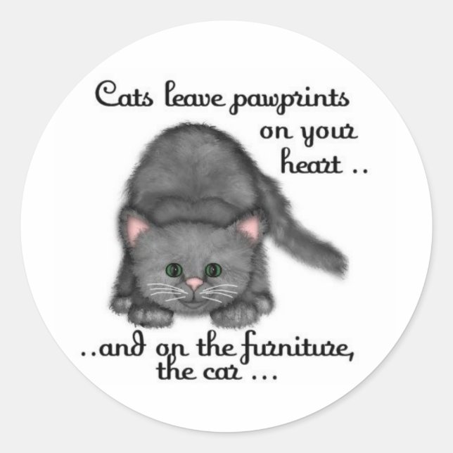 Cat paw prints classic round sticker (Front)