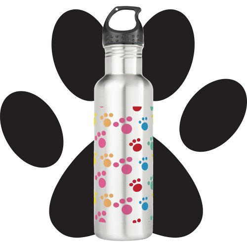 Cat Paw Prints Colorful Pattern Stainless Steel Water Bottle