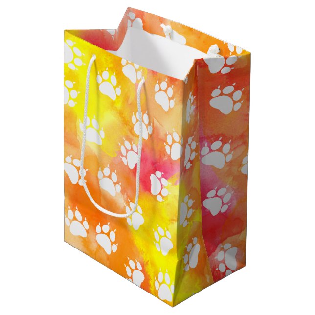 Cat Paw Prints Medium Gift Bag (Front Angled)