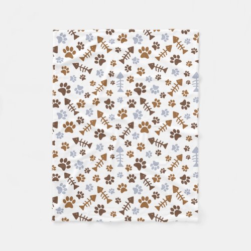 Cat Paw Prints Pattern Fleece Blanket