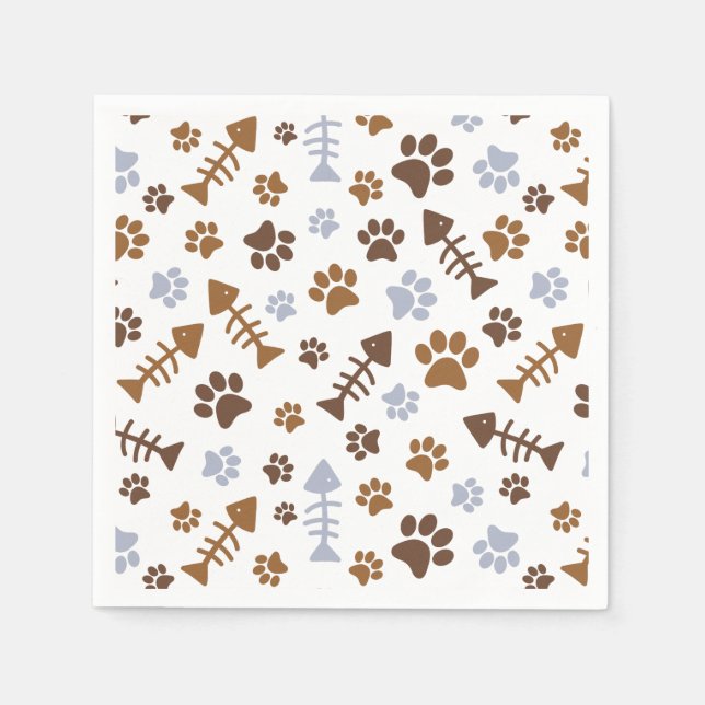 Cat Paw Prints Pattern Napkins (Front)