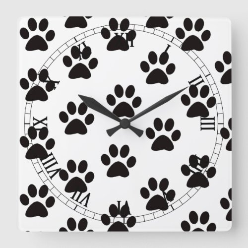 Cat Paw Prints Roman Numeral Clock