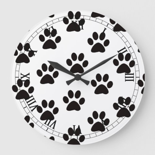 Cat Paw Prints Roman Numeral Clock