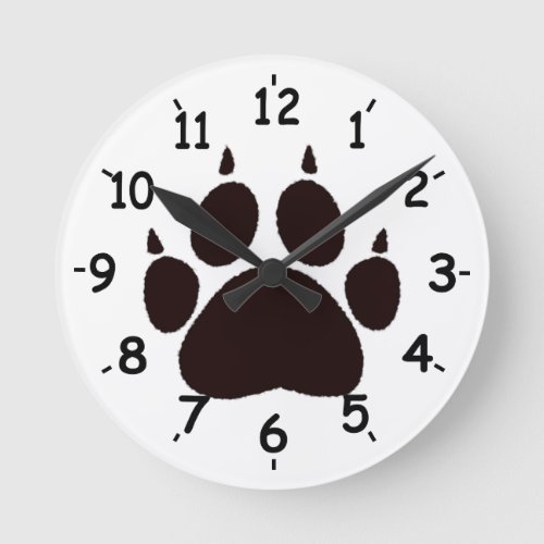 Cat Paw Prints Round Clock