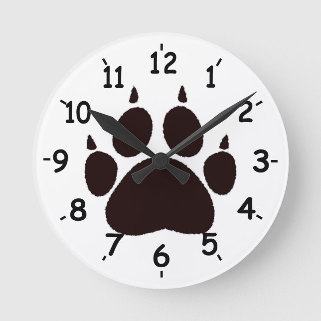Cat Paw Prints Round Clock (Front)