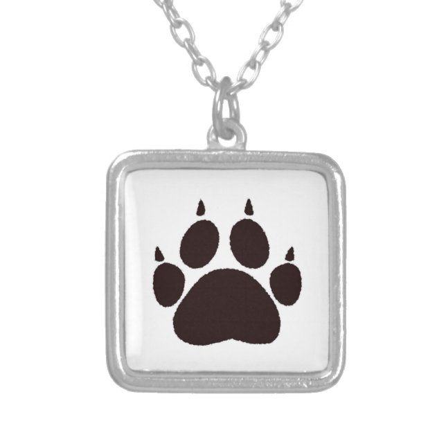 Cat Paw Prints Silver Plated Necklace (Front)