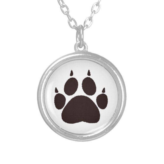 Cat Paw Prints Silver Plated Necklace (Front)