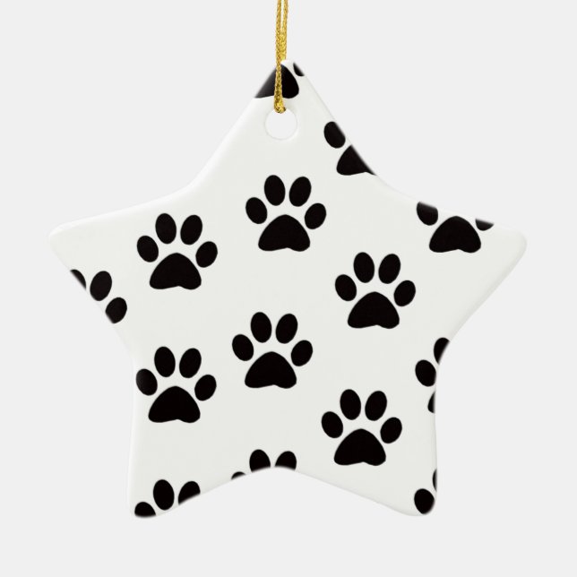 Cat Paw Prints Star Ornament (Front)