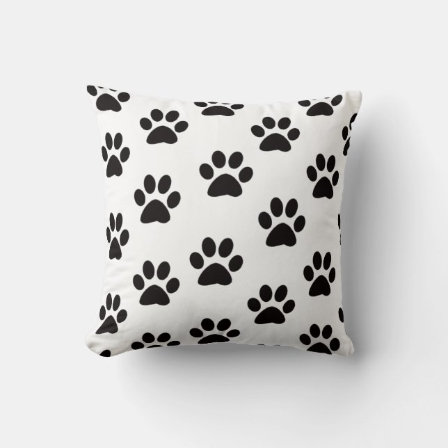 Cat Paw Prints Throw Pillow (Front)