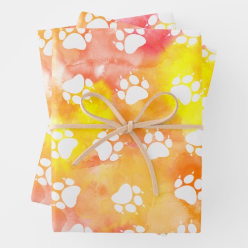 Cat Paw Prints Wrapping Paper Sheets