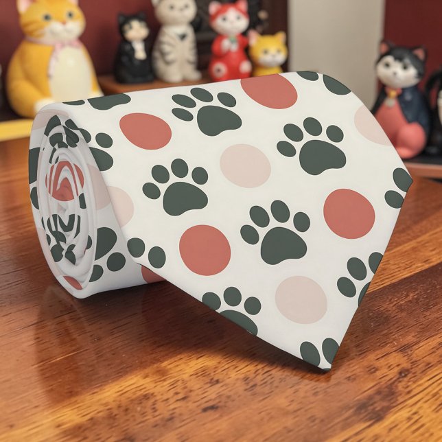 Cat Paw Retro Neutral Colored Custom Tie (Creator Uploaded)