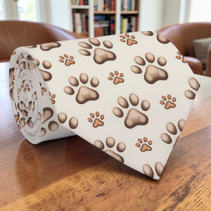 Cat Paw Retro Neutral Colored Custom Tie