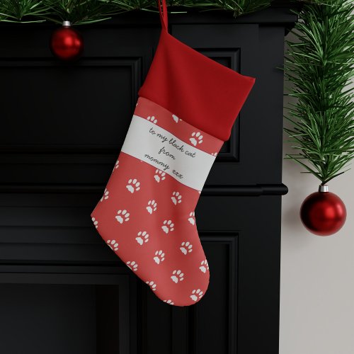Cat Paw Velvet Lined Premium Christmas Stocking