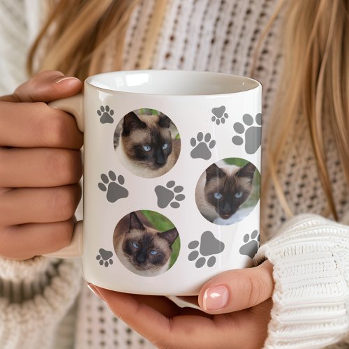 Cat Pawprint 8 Photo Collage Coffee Mug