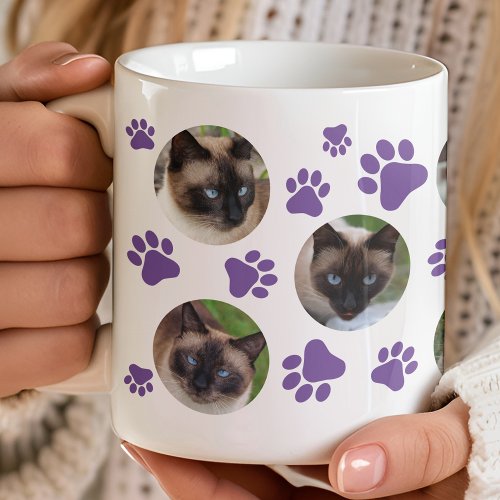 Cat Pawprint 8 Photo Collage Coffee Mug