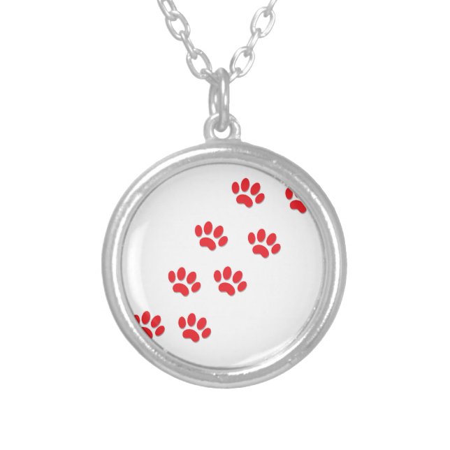 Cat Paws Feet Silver Plated Necklace (Front)